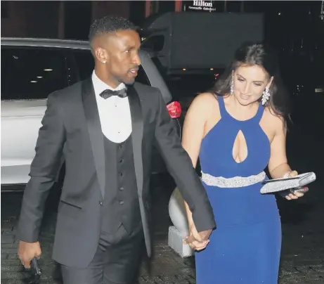  ??  ?? Jermain Defoe arrives with his partner at a gala ball to celebrate the launch of the Bradley Lowery Foundation.