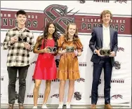  ?? ?? The following Siloam Springs HIgh School cross country runners were selected Teammate of the Year: (from left) Billy Samoff (senior high boys), Vanessa Frias (junior high girls), Haylee Fox (senior high girls) and Nathaniel Haak (junior high boys).