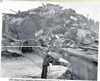 ??  ?? LMS steam loco awaiting disposal at Cashmores Great Bridge scrapyard in 1964