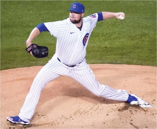  ?? GETTY IMAGES ?? Left-hander Jon Lester allowed two runs and four hits in five innings Wednesday against the Indians, battling for a no-decision without his best stuff.