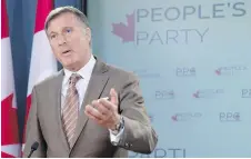  ??  ?? Maxime Bernier speaks about his new political party during a news conference in Ottawa on Friday.