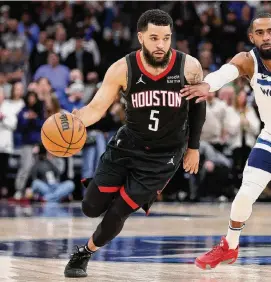  ?? Matt Krohn/Associated Press ?? The Rockets will miss the presence of guard Fred VanVleet (5), who won’t face the Pacers because of a strained left adductor.