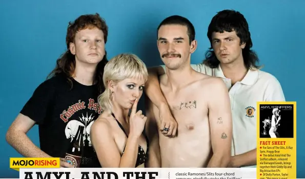  ??  ?? Celebrate the mullet: outback rowdies Amyl And The Sniffers (from left) Gus Romer, Amy Louise Taylor, Bryce Wilson and Declan Martens.