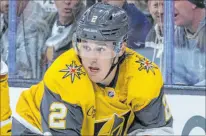  ?? L.E. Baskow Las Vegas Review-journal ?? Knights defenseman Zach Whitecloud missed time at the start of the season because of an upper-body injury.