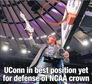  ?? USA TODAY Sports ?? WINNING TIME: Coach Dan Hurley and the Huskies enter the NCAA Tournament as defending champions and on the heels of a Big East Tournament title.