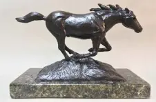  ??  ?? Douglas B. Clark, Mustang Spirit, bronze on granite, ed. of 25, 11 x 7½ x 5”