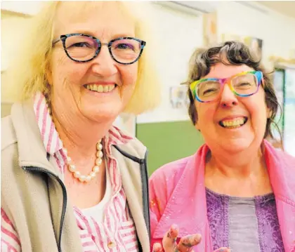  ??  ?? Horowhenua Art Society president Marilyn Craig and “Arty Vicki” Millman helped facilitate the intergener­ational art initiative at the weekend.