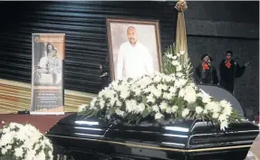  ??  ?? Caswell Maseko’s coffin during his flashy funeral at the weekend.