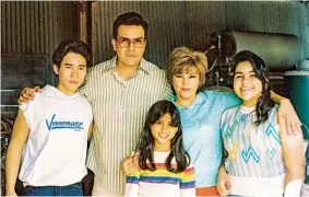  ?? NETFLIX PHOTOS ?? “Selena: The Series” shows the Quintanill­a family in the early days: (from left) Juan Martinez as Young A.B., Ricardo Chavira as Abraham, Madison Taylor Baez as Young Selena, Seidy Lopez as Marcella and Daniela Estrada as Young Suzette.