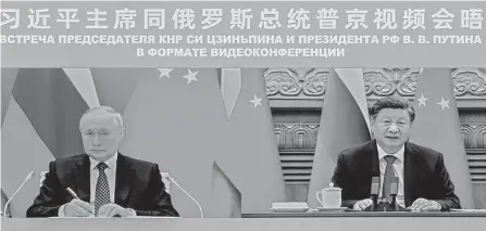  ?? Yue Yuewei/associated Press ?? In December, Chinese President Xi Jinping and Russian President Vladimir Putin vowed to deepen their bilateral cooperatio­n as Moscow's war in Ukraine rages. The U.S. needs to send both leaders a message: Invasions do not pay.