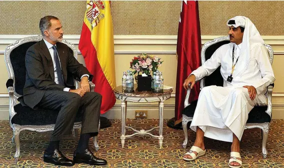  ?? CASA DEL REY ?? El Rey Felipe, durante su encuentro con el emir de Qatar, Tamin bin Hamad al Thani, en Doha.