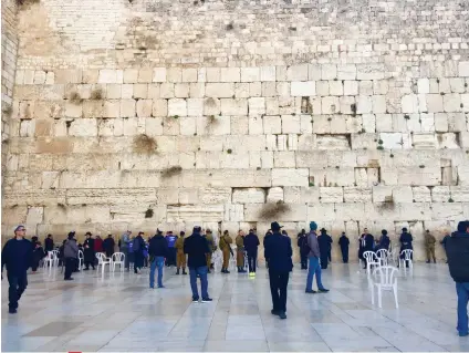  ?? SUNSTAR FILE ?? TIME FOR REFLECTION. This ancient limestone wall in Jerusalem is referred to as the Western Wall, considered a holy site for many. Cebu Alliance of Tour Operation Specialist­s president Alice Queblatin notes many Cebuanos going on pilgrimage tours to the Holy Land.