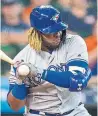  ?? JUAN DELEON GETTY IMAGES ?? Vladimir Guerrero Jr., hit on the hand Friday, is expected to return to the lineup today.