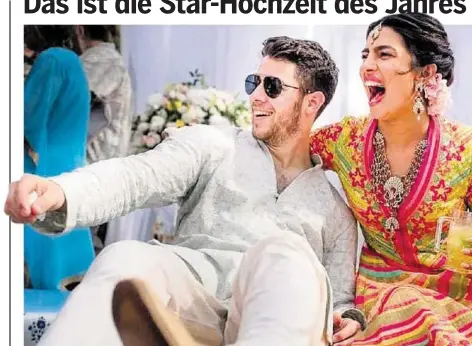  ?? AP ?? Sänger Nick Jonas und Bollywood-star Priyanka Chopra haben sich am Wochenende in Indien das Jawort gegeben.