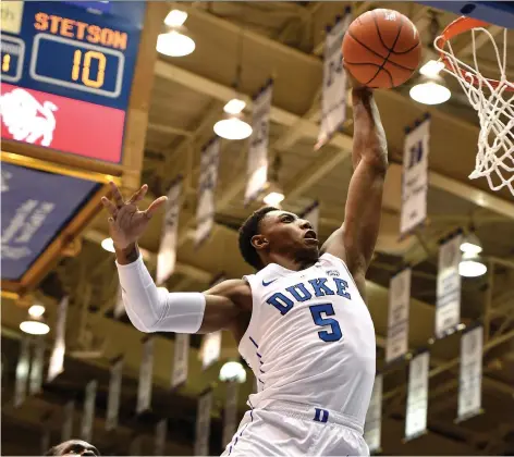  ?? LANCE KING/GETTY IMAGES ?? The Duke Blue Devils’ R.J. Barrett is expected to be a key player for Team Canada in future tournament­s.