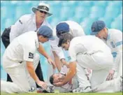  ?? GETTY IMAGES ?? ■ Australia’s Phillip Hughes died after getting struck by a bouncer from Sean Abbott during a Sheffield Shield match in 2014.