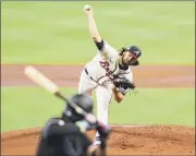  ?? Bob Levey / Getty Images ?? Ian Anderson of the Braves threw 94 pitches over 52⁄ innings, striking out eight.
3