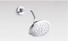  ?? KOHLER ?? Look for a quality showerhead with a larger spray face so it feels like water is covering more body area.