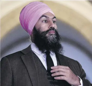  ?? JUSTIN TANG / THE CANADIAN PRESS FILES ?? NDP leader Jagmeet Singh says that he accepts the findings of the Air India inquiry and condemns “all those responsibl­e and that includes (Talwinder Singh) Parmar.”