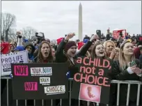  ?? EVAN VUCCI — THE ASSOCIATED PRESS ?? Supporters cheer as President Donald Trump speaks during the annual “March for Life” rally in Washington in 2020.