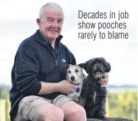  ?? PHOTO: GREGOR RICHARDSON ?? Busman’s holiday? Retiring Clutha District Council animal control officer of 40 years Allan Philip and his dogs Abby (left) and Keira.
