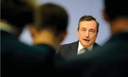  ?? Photograph: Ronald Wittek/EPA ?? The ECB’s outgoing president, Mario Draghi, says the Bank will use every weapon at its disposal to mitigate deflationa­ry pressures.