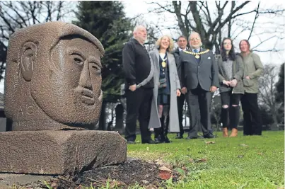  ??  ?? A correspond­ent says Sleepyhill­ock Cemetery at Montrose is being sadly neglected. It is pictured here at the unveiling of a sculpture to commemorat­e artist Adam Christie in 2016.