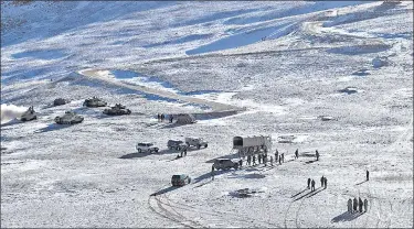  ??  ?? The Indian Army releases visuals showing military disengagem­ent along the LAC in Ladakh on February 16.