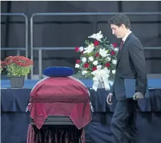  ?? ANDREW VAUGHAN/THE CANADIAN PRESS ?? Prime Minister Justin Trudeau attends a celebratio­n of the life of Allan MacEachen, the longtime Nova Scotia MP, cabinet minister, senator and Canada’s first deputy prime minister, in Antigonish, N.S. on Sunday.