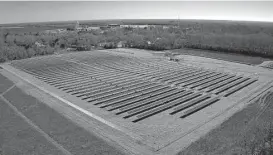  ?? SkyCamUSA / SolAmerica Energy via Associated Press ?? Solar panels have been put up on 10 acres of farmland in Plains, Ga., owned by former President Jimmy Carter. The solar industry is expected to keep growing.