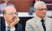  ?? PTI ?? Chief election commission­er Nasim Zaidi (left) at a meeting with national and state political parties in New Delhi on Saturday.