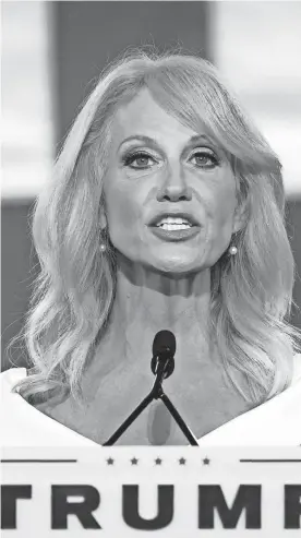  ?? SUSAN WALSH/AP ?? Kellyanne Conway, who managed Trump’s 2016 campaign and served as White House counselor, works for David Mccormick’s super PAC, Honor Pennsylvan­ia.