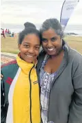  ?? Picture: GILLIAN McAINSH ?? YOU GO GIRL! Nevashnee Perumal supported her daughter, Shamara Perumal, 15, who was doing her 50th parkrun on Saturday at PE Hobie Beach