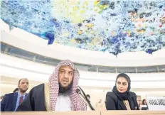  ??  ?? Miembros de la delegación de Arabia Saudita dieron un discurso ante el Consejo de Derechos Humanos de la ONU, en Ginebra, Suiza.