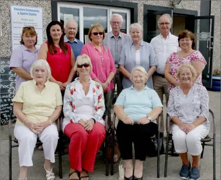  ??  ?? Members of the Waves art group and Studio 8 art group at the presentati­on of a cheque to Rosslare Strand Community Centre. Pictured (from left) back – Eimear Tansey, Marie Gore (Rosslare Strand Community Centre), Myles Mordaunt, Anne Marie Kearns, Peter McQueen, Anne Greene, Damien Carroll and Sue Gaynor; seated – Collette McQueen, Anne Coady, Nan Conalty and Gina O’Connor.