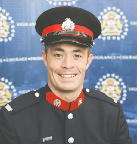  ?? ?? Calgary Police Sgt. Andrew Harnett, a 12-year veteran of the force, was killed by a vehicle fleeing a traffic stop on Dec. 31, 2020. He was 37 years old.