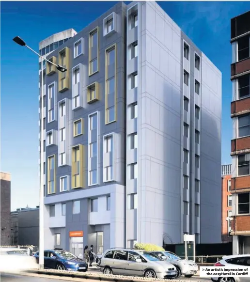  ??  ?? &gt; An artist’s impression of the easyHotel in Cardiff