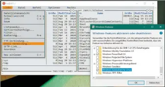  ?? ?? Optionales Feature: Das Linux-subsystem ist kein Windows-standard. Über die Option „Windows-features“muss es der Anwender explizit aktivieren und nachinstal­lieren.