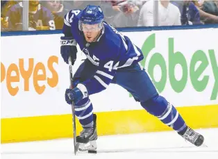  ?? CLAUS ANDERSEN/GETTY IMAGES ?? Defenceman Morgan Rielly, who finished third among defencemen last season with 72 points and was fifth in Norris Trophy voting, is now the longest-serving member of the Maple Leafs.