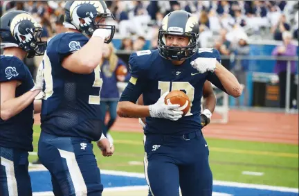  ?? OWEN MCCUE - MEDIANEWS GROUP ?? Spring-Ford’s Dante Bonanni celebrates his second touchdown Saturday against Owen J. Roberts.