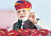  ?? PHOTO: PTI ?? Prime Minister Narendra Modi addresses a rally in Barmer on Tuesday