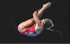  ?? AFP ?? Canada’s Meaghan Benfeito competes during the diving women’s 10-metre platform final.