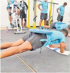  ?? Picture: FRU ?? Left: Members of the Fijiana 7s team during a gym session in Brisbane last week. The team will play in the Oceania Sevens this weekend.