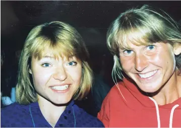  ??  ?? Kathleen Heddle, left, reacts with Peterborou­gh’s Jennifer Walinga after the 1990 World Rowing Championsh­ips in Tasmania where Canada finished fourth in the women’s eight. The following year, they won gold and followed up with Olympic gold in 1992.