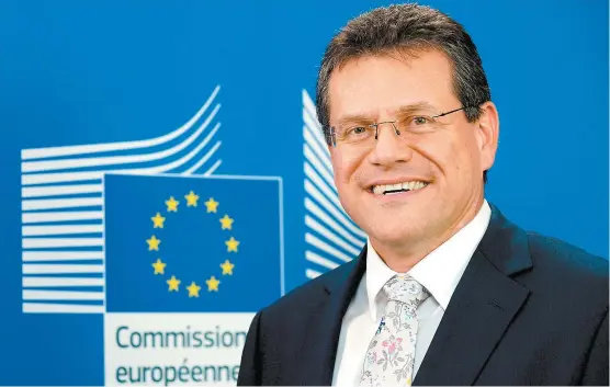  ??  ?? Maros Sefcovic, vicepresid­ente de la Comisión Europea Unión de Energía.