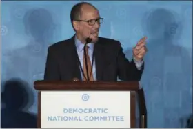  ?? AP FILE ?? In this file photo, Tom Perez, speaks in Atlanta. As Democrats look to reverse Republican­s’ monopoly control in Washington and the GOP advantage in state capitals, the party is still looking for a crisp, simple message for voters.