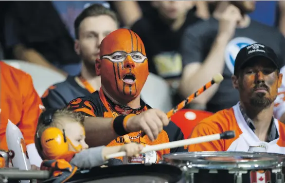  ?? GERRY KAHRMANN ?? Fans make noise Friday night at B.C. Place Stadium, where the Lions defeated the Winnipeg Blue Bombers 45-42 in a high-tempo, see-saw match. See story on page D4.