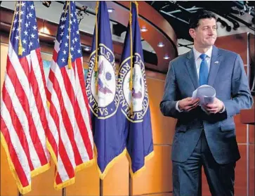  ?? Shawn Thew EPA/Shuttersto­ck ?? “WE CAN ALL read between the lines,” one of numerous departing colleagues said of House Speaker Paul D. Ryan’s retirement, calling November’s election “a referendum on the president ... and the party in power.”
