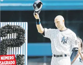  ??  ?? NÚMERO SAGRADO Derek Jeter recibió el número 2 de los Yankees cuando se tomó su primer sorbo de café en las Mayores en el 1995. El equipo luego consideró cambiarlo pero Jeter suplicó que no. El número era uno de solo dos de un dígito que no estaban...