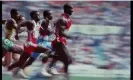  ?? ?? Ben Johnson of Canada leads the field on his way to taking the 100m semi-final during the 1988 Summer Olympic Games in Seoul, South Korea. Photograph: Steve Powell/ALLSPORT